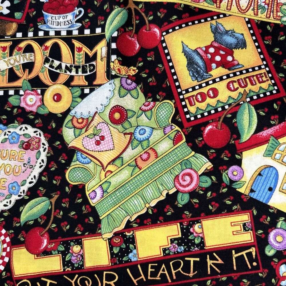 Vintage Mary Engelbreit Home Sweet Home Promotion Fabric 2002 Cranston 44" X 30"